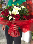 Bouquet Roses rouge et Lys